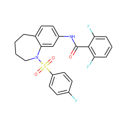 O=C(Nc1ccc2c(c1)N(S(=O)(=O)c1ccc(F)cc1)CCCC2)c1c(F)cccc1F ZINC000473091507