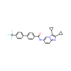 O=C(Nc1ccc2nc(C3CC3)c(C3CC3)n2c1)c1ccc(-c2ccc(C(F)(F)F)cc2)cc1 ZINC000043078536