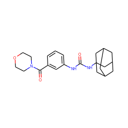 O=C(Nc1cccc(C(=O)N2CCOCC2)c1)NC12CC3CC(CC(C3)C1)C2 ZINC000040916163