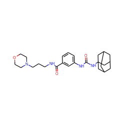 O=C(Nc1cccc(C(=O)NCCCN2CCOCC2)c1)NC12CC3CC(CC(C3)C1)C2 ZINC000038240038