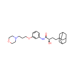 O=C(Nc1cccc(OCCCN2CCOCC2)c1)[C@H](O)CCC12CC3CC(CC(C3)C1)C2 ZINC000040862762