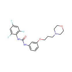 O=C(Nc1cccc(OCCCN2CCOCC2)c1)Nc1c(F)cc(F)cc1F ZINC000043079606