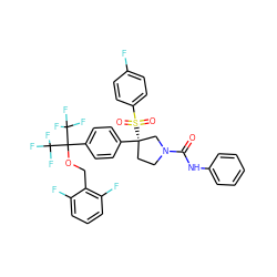 O=C(Nc1ccccc1)N1CC[C@](c2ccc(C(OCc3c(F)cccc3F)(C(F)(F)F)C(F)(F)F)cc2)(S(=O)(=O)c2ccc(F)cc2)C1 ZINC001772596147