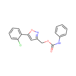 O=C(Nc1ccccc1)OCc1cc(-c2ccccc2Cl)on1 ZINC000001394137