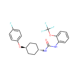 O=C(Nc1ccccc1OC(F)(F)F)N[C@H]1CC[C@H](Oc2ccc(F)cc2)CC1 ZINC000103235717