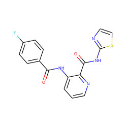 O=C(Nc1cccnc1C(=O)Nc1nccs1)c1ccc(F)cc1 ZINC000013521887