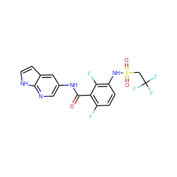 O=C(Nc1cnc2[nH]ccc2c1)c1c(F)ccc(NS(=O)(=O)CC(F)(F)F)c1F ZINC000072179318