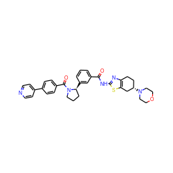 O=C(Nc1nc2c(s1)C[C@@H](N1CCOCC1)CC2)c1cccc([C@H]2CCCN2C(=O)c2ccc(-c3ccncc3)cc2)c1 ZINC000220408566