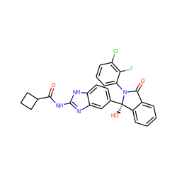 O=C(Nc1nc2cc([C@]3(O)c4ccccc4C(=O)N3c3cccc(Cl)c3F)ccc2[nH]1)C1CCC1 ZINC000116256295