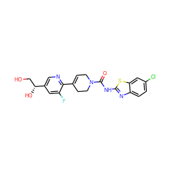 O=C(Nc1nc2ccc(Cl)cc2s1)N1CC=C(c2ncc([C@H](O)CO)cc2F)CC1 ZINC000141066201