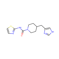 O=C(Nc1nccs1)N1CCC(Cc2c[nH]cn2)CC1 ZINC000028570352