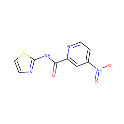 O=C(Nc1nccs1)c1cc([N+](=O)[O-])ccn1 ZINC000028345822