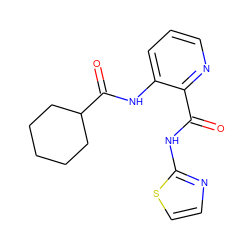O=C(Nc1nccs1)c1ncccc1NC(=O)C1CCCCC1 ZINC000013521856