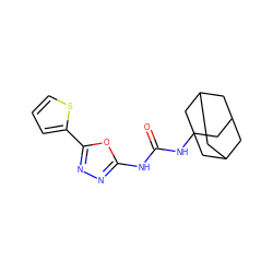 O=C(Nc1nnc(-c2cccs2)o1)NC12CC3CC(CC(C3)C1)C2 ZINC000096271170