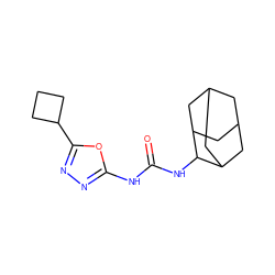 O=C(Nc1nnc(C2CCC2)o1)NC1C2CC3CC(C2)CC1C3 ZINC000096271161