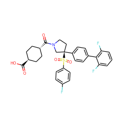 O=C(O)[C@H]1CC[C@H](C(=O)N2CC[C@@](c3ccc(-c4c(F)cccc4F)cc3)(S(=O)(=O)c3ccc(F)cc3)C2)CC1 ZINC001772581196