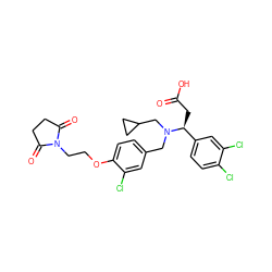 O=C(O)C[C@@H](c1ccc(Cl)c(Cl)c1)N(Cc1ccc(OCCN2C(=O)CCC2=O)c(Cl)c1)CC1CC1 ZINC000225125433