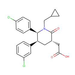 O=C(O)C[C@@H]1C[C@@H](c2cccc(Cl)c2)[C@@H](c2ccc(Cl)cc2)N(CC2CC2)C1=O ZINC000084688673