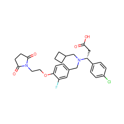 O=C(O)C[C@H](c1ccc(Cl)cc1)N(Cc1ccc(OCCN2C(=O)CCC2=O)c(F)c1)CC1CCC1 ZINC000207301709