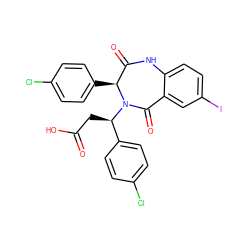 O=C(O)C[C@H](c1ccc(Cl)cc1)N1C(=O)c2cc(I)ccc2NC(=O)[C@@H]1c1ccc(Cl)cc1 ZINC000036184586