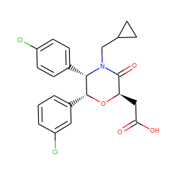 O=C(O)C[C@H]1O[C@H](c2cccc(Cl)c2)[C@H](c2ccc(Cl)cc2)N(CC2CC2)C1=O ZINC000095604514