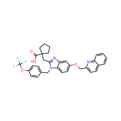 O=C(O)C1(Cc2nc3cc(OCc4ccc5ccccc5n4)ccc3n2Cc2ccc(OC(F)(F)F)cc2)CCCC1 ZINC000226103910