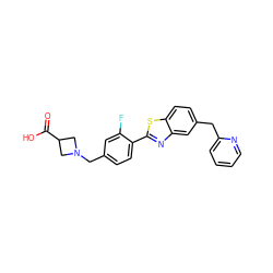 O=C(O)C1CN(Cc2ccc(-c3nc4cc(Cc5ccccn5)ccc4s3)c(F)c2)C1 ZINC000073157121