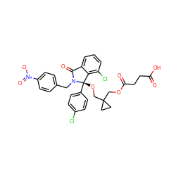 O=C(O)CCC(=O)OCC1(CO[C@]2(c3ccc(Cl)cc3)c3c(Cl)cccc3C(=O)N2Cc2ccc([N+](=O)[O-])cc2)CC1 ZINC000139988972