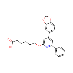 O=C(O)CCCCCOc1cc(-c2ccc3c(c2)OCO3)cc(-c2ccccc2)n1 ZINC000013729770