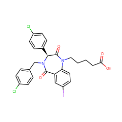 O=C(O)CCCCN1C(=O)[C@H](c2ccc(Cl)cc2)N(Cc2ccc(Cl)cc2)C(=O)c2cc(I)ccc21 ZINC000038377634