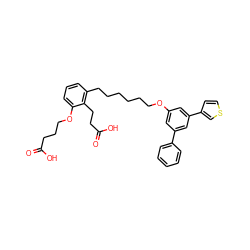 O=C(O)CCCOc1cccc(CCCCCCOc2cc(-c3ccccc3)cc(-c3ccsc3)c2)c1CCC(=O)O ZINC000049777817
