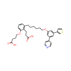 O=C(O)CCCOc1cccc(CCCCCCOc2cc(-c3ccncc3)cc(-c3ccsc3)c2)c1CCC(=O)O ZINC000049792906