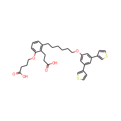 O=C(O)CCCOc1cccc(CCCCCCOc2cc(-c3ccsc3)cc(-c3ccsc3)c2)c1CCC(=O)O ZINC000049784751