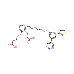 O=C(O)CCCOc1cccc(CCCCCCOc2cc(-c3cncnc3)cc(-c3ccsc3)c2)c1CCC(=O)O ZINC000049792471
