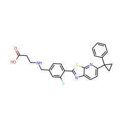 O=C(O)CCNCc1ccc(-c2nc3ccc(C4(c5ccccc5)CC4)nc3s2)c(F)c1 ZINC000082154664