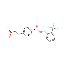 O=C(O)CCc1ccc(C(=O)NCc2ccccc2C(F)(F)F)cc1 ZINC000653803315