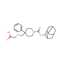 O=C(O)COCC1(c2ccccc2)CCN(C(=O)OC2C3CC4CC(C3)CC2C4)CC1 ZINC000147439639
