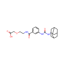 O=C(O)COCCNC(=O)c1cccc(NC(=O)NC23CC4CC(CC(C4)C2)C3)c1 ZINC000049067968
