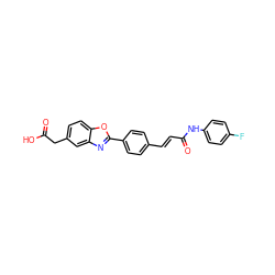 O=C(O)Cc1ccc2oc(-c3ccc(/C=C/C(=O)Nc4ccc(F)cc4)cc3)nc2c1 ZINC000028525516