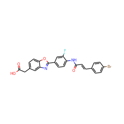 O=C(O)Cc1ccc2oc(-c3ccc(NC(=O)/C=C/c4ccc(Br)cc4)c(F)c3)nc2c1 ZINC000003959835