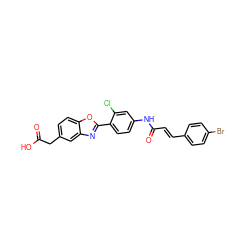 O=C(O)Cc1ccc2oc(-c3ccc(NC(=O)/C=C/c4ccc(Br)cc4)cc3Cl)nc2c1 ZINC000003959834