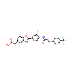 O=C(O)Cc1ccc2oc(-c3ccc(NC(=O)/C=C/c4ccc(C(F)(F)F)cc4)c(F)c3)nc2c1 ZINC000028524743