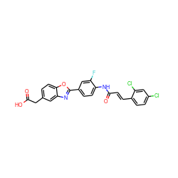 O=C(O)Cc1ccc2oc(-c3ccc(NC(=O)/C=C/c4ccc(Cl)cc4Cl)c(F)c3)nc2c1 ZINC000028524955
