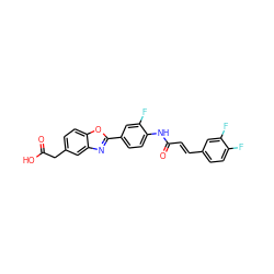 O=C(O)Cc1ccc2oc(-c3ccc(NC(=O)/C=C/c4ccc(F)c(F)c4)c(F)c3)nc2c1 ZINC000040955619