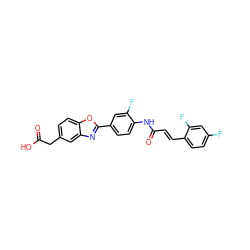 O=C(O)Cc1ccc2oc(-c3ccc(NC(=O)/C=C/c4ccc(F)cc4F)c(F)c3)nc2c1 ZINC000040431281