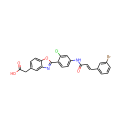 O=C(O)Cc1ccc2oc(-c3ccc(NC(=O)/C=C/c4cccc(Br)c4)cc3Cl)nc2c1 ZINC000028524968
