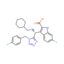 O=C(O)c1[nH]c2cc(Cl)ccc2c1[C@@H](NCC1CCCCC1)c1nnnn1Cc1ccc(Cl)cc1 ZINC001772616640