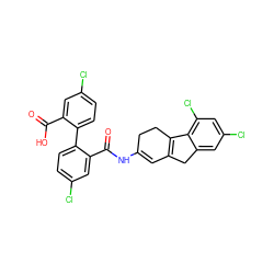 O=C(O)c1cc(Cl)ccc1-c1ccc(Cl)cc1C(=O)NC1=CC2=C(CC1)c1c(Cl)cc(Cl)cc1C2 ZINC000053298564