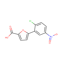 O=C(O)c1ccc(-c2cc([N+](=O)[O-])ccc2Cl)o1 ZINC000000570088