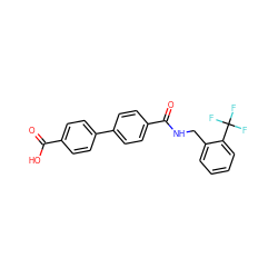 O=C(O)c1ccc(-c2ccc(C(=O)NCc3ccccc3C(F)(F)F)cc2)cc1 ZINC000653796731